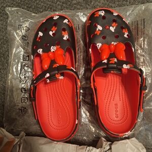 CROCS Womens Black and Red Cartoon Sandals